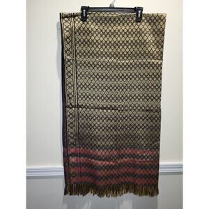 Beautiful Large Black and Gold Floral Fringe Shawl Pashmina style
